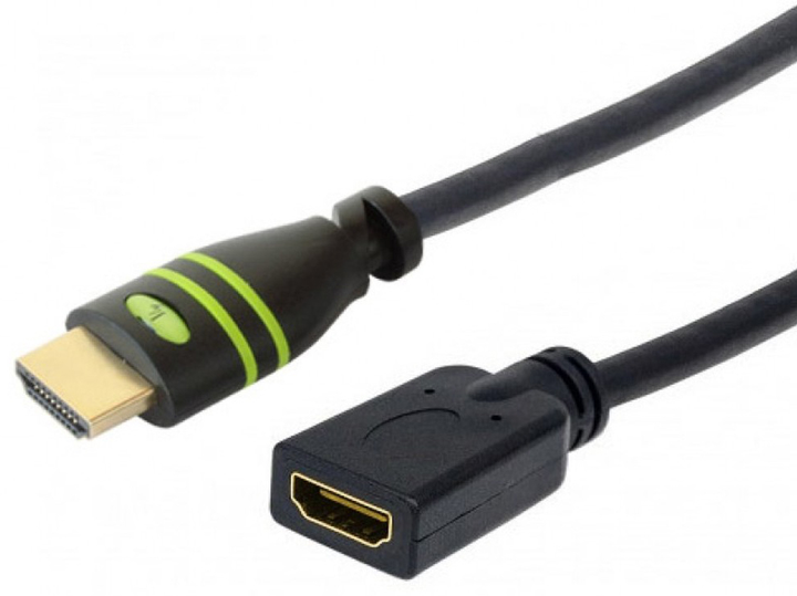 Кабель TECHly HDMI Ethernet M/F подовжувач 1.8 м Чорний (8051128106848) - зображення 1