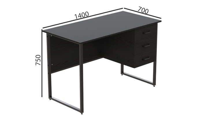 Комп'ютерний стіл Ferrum-decor Гаррі 76x140x70 чорний ДСП Сосна Кембра 32мм - Фото 3 Комп'ютерний стіл Ferrum-decor Гаррі 76x140x70 чорний ДСП Сосна Кембра 32мм - зображення 3