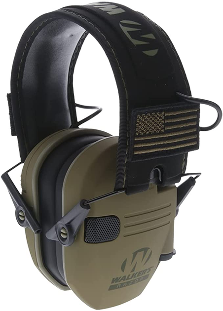Активні тактичні навушники Walker's Razor Slim Patriot Series з патчами, Оливковий (GWP-RSEMPAT-ODG) - зображення 1