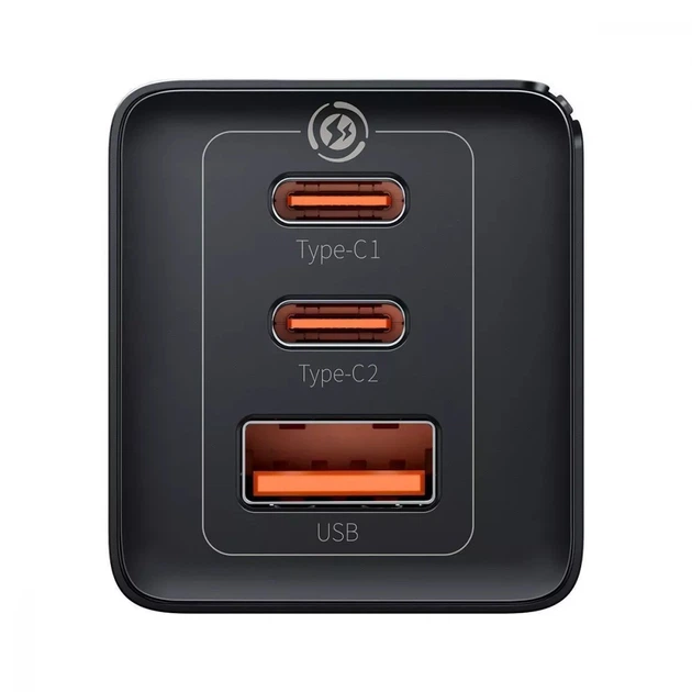 Сетевое зарядное устройство для Baseus GaN5 Pro 65Вт 2 Type-С+USB с кабелем Type-C 1м Черный - изображение 4