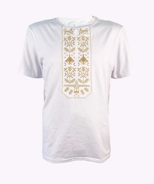 Футболка Love self кулір біла вишивка Байрактар пшеничка р. 3XL (54) - зображення 3