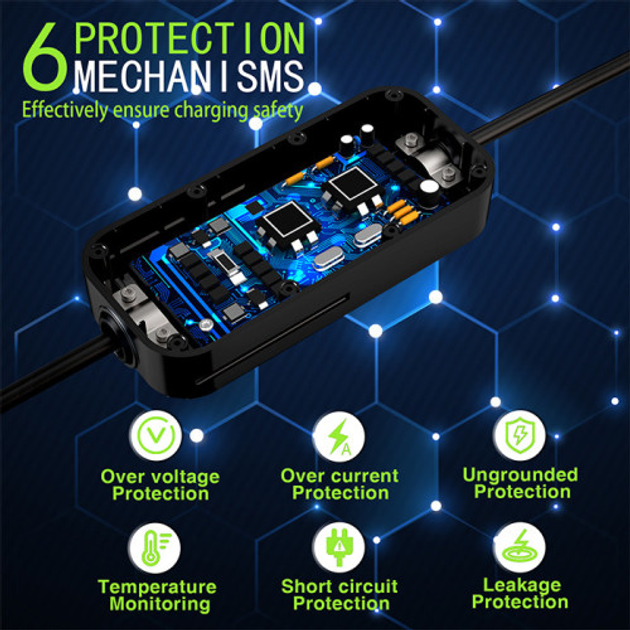 Зарядний пристрій Qoltec Mobile charger for EV 2-in-1 type 2 7 кВт 230 В CEE 3 PIN - зображення 5