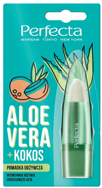 Гігієнічна помада для губ Perfecta Aloe Vera живильна з алое вера та кокосом 5 г (5900525067814) - зображення 1