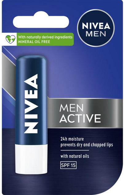 Гігієнічна помада для губ Nivea Men Активна живильна 4.8 г (4005808370313) - зображення 1