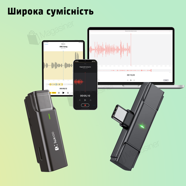 Беспроводной микрофон петличка LUX100 WM1-T-c с адаптером Type-C и с кейсом (2883) - изображение 4