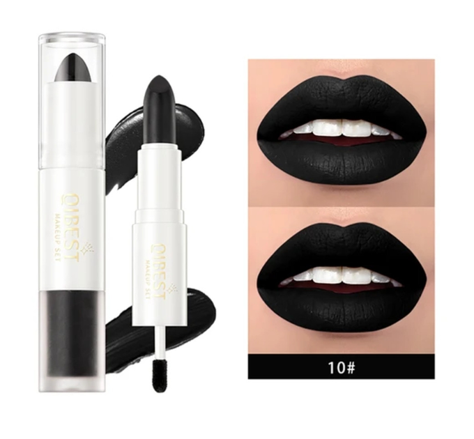 Губная помада 2-в-1 QiBEST №10 Lip Gloss and Lipstick Черная ...