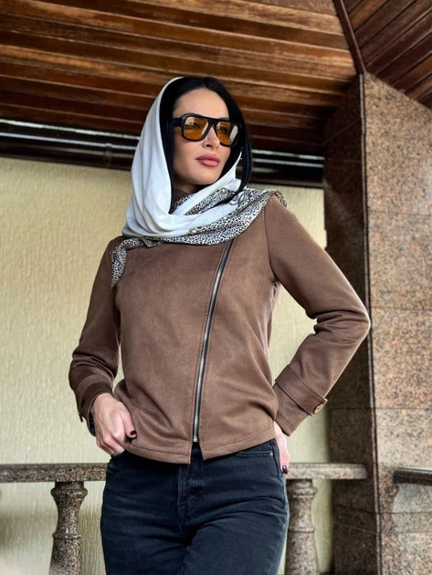 Жіноча замшева куртка-жакет Fashion 42/44 мокко - зображення 4