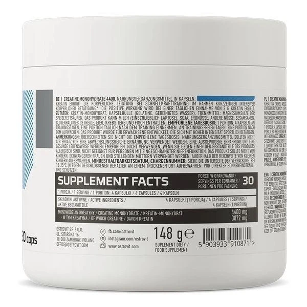 Креатин моногидрат OstroVit Creatine Monohydrate 4400 120 Caps - изображение 2