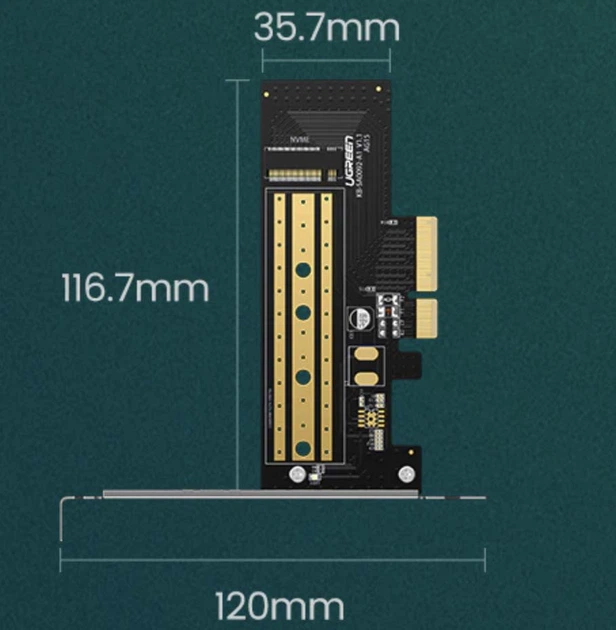 Адаптер Ugreen PCIE to M2 Adapter NVMe PCI Express X16/8/4 - изображение 4