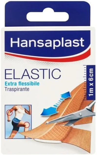 Пластырь Hansaplast Elastic антибактериальный очень эластичный 6 см x 1 м (4005800110580) - изображение 1