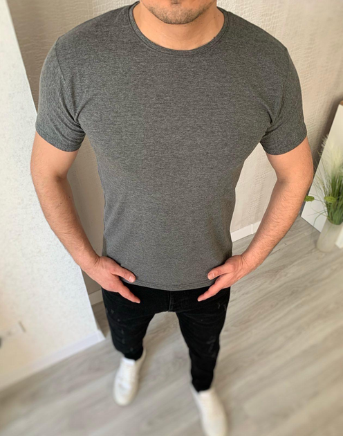 Мужская однотонная базовая футболка серая 2XL от продавца: KaraMix – в ...