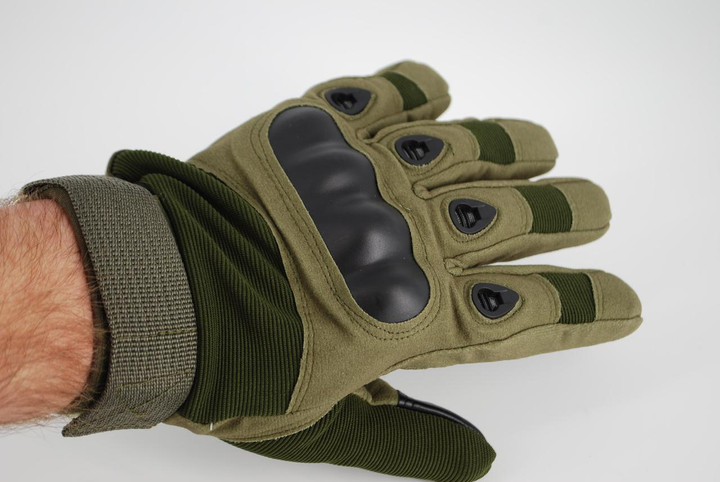 Перчатки тактические с пальцами на искусственном меху 9020_XXL_Olive - изображение 2