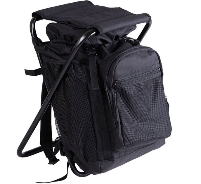 Рюкзак складной со стулом 2 в 1 Mil-Tec 20л Черный 14059002 - изображение 1