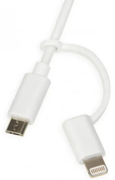 Kabel iBOX USB 2-w-1 Type-A / Micro-B + Lightning MFi 1 m Biały (IKUML2W1) - obraz 2