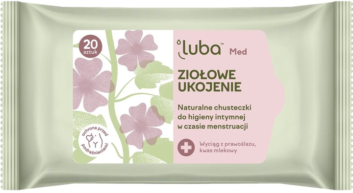 Chusteczki do higieny intymnej Luba Med Ziołowe Ukojenie naturalne 20 sztuk (5903968221065) - obraz 1