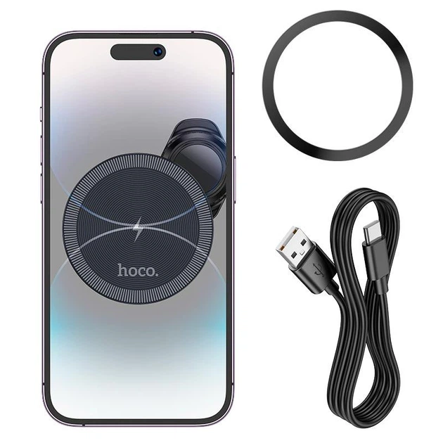 Автомобильный держатель для телефона с беспроводной зарядкой HOCO Vision metal magnetic wireless fast charging Car holder (air outlet) HW6 |15W| Черный - Фото 7 Автомобильный держатель для телефона с беспроводной зарядкой HOCO Vision metal magnetic wireless fast charging Car holder (air outlet) HW6 |15W| Черный - изображение 7