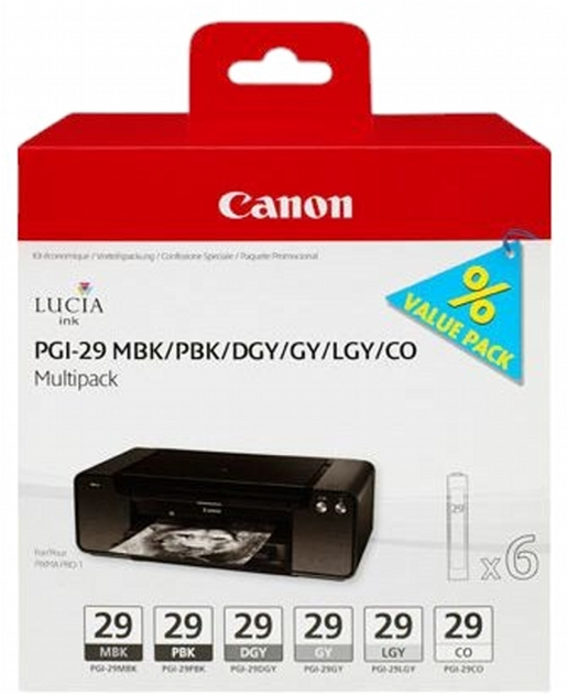 Набір картриджів Canon PGI-29 MBK/PBK/DGY/GY/LGY/CO (4868B018) - зображення 1