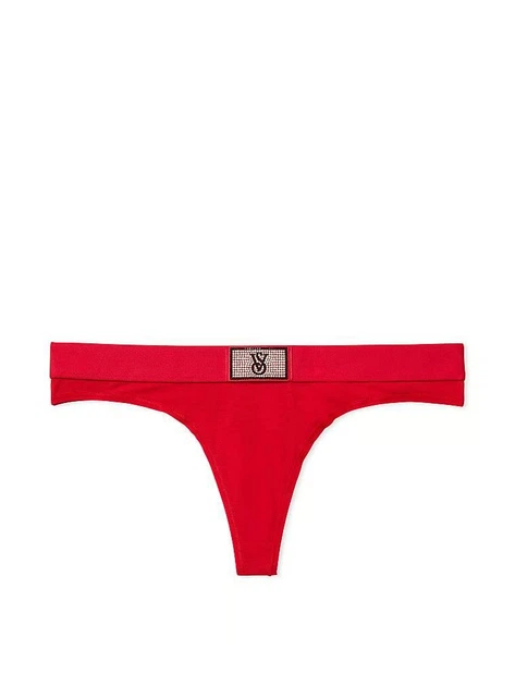 Трусики Victoria's Secret стринги красные M / Shine Cotton Thong