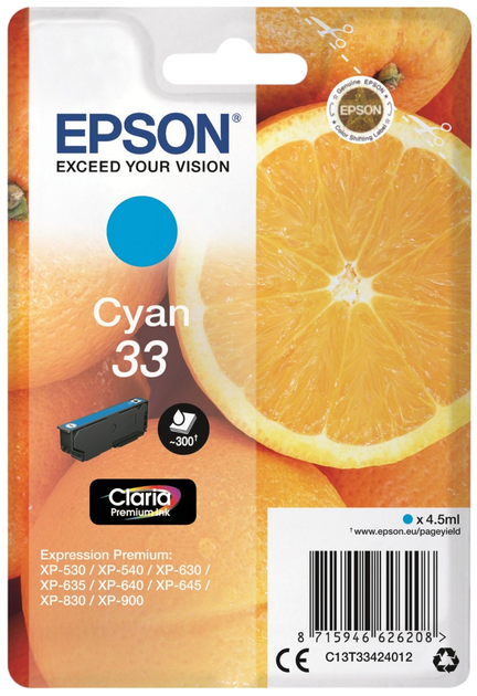 Tusz Epson 33 Cyan (C13T33424012) - obraz 1