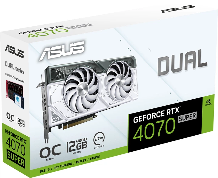 Видеокарта ASUS PCI-Ex GeForce RTX 4070 Super Dual White OC