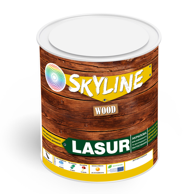Лазур декоративно-захисна для обробки дерева LASUR Wood SkyLine Безбарвна 0.75 л - зображення 1