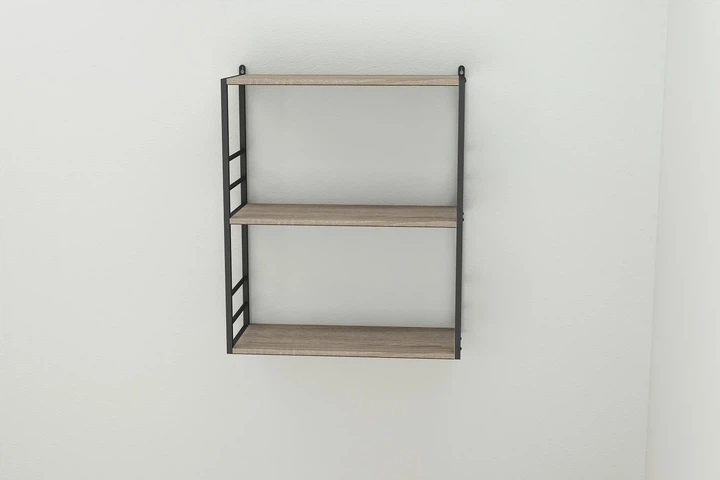 Книжкова полиця універсальна Ferrum-decor Стім 2 74x63x26 чорний ДСП Дуб Сонома Трюфель 16мм (XK00041) - Фото 2 Книжкова полиця універсальна Ferrum-decor Стім 2 74x63x26 чорний ДСП Дуб Сонома Трюфель 16мм (XK00041) - зображення 2