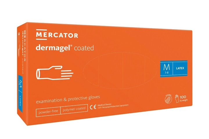 Рукавички латексні Mercator Medical Dermagel Coated M Білі 100 шт (00-00000137) - зображення 1