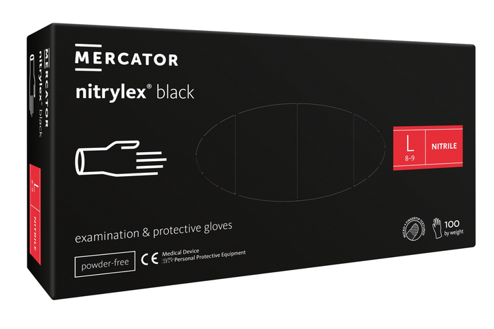 Рукавички нітрилові Mercator Medical Nitrylex Black L Чорні 100 шт (00-00000015) - изображение 1