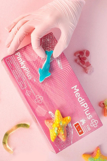 Рукавички нітрилові MediPlus PinkyPlus L Рожеві 100 шт (00-00000122) - изображение 2