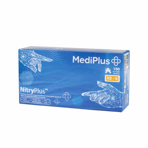 Рукавички нітрилові MediPlus NitryPlus XS Сині 100 шт (00-00000129) - зображення 1
