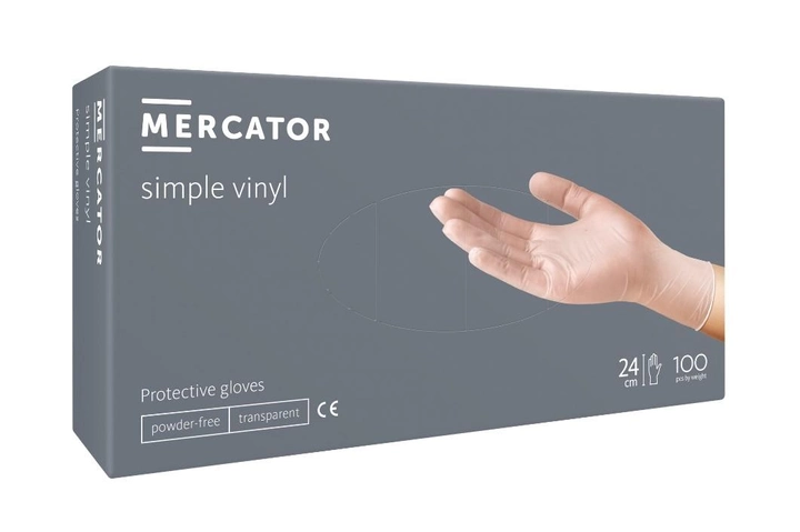 Рукавички вінілові Mercator Medical Simple Vinyl S Прозорі 100 шт (00-00000074) - изображение 1