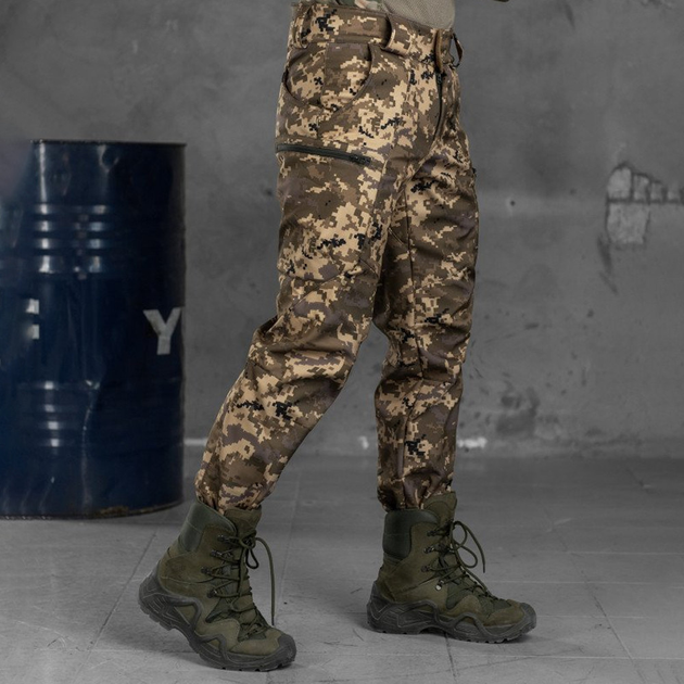 Утепленные мужские Брюки SoftShell с Высоким Поясом / Плотные Штаны на флисе пиксель размер M - изображение 2