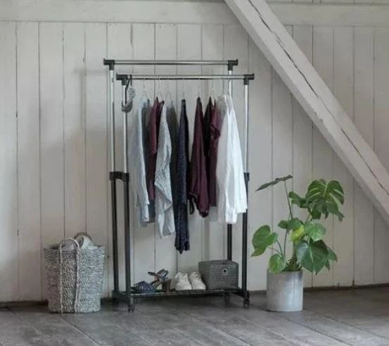 Напольная двойная телескопическая вешалка-стойка для одежды Double Bar Rack Hight Ajustable Черный (SH772352) - изображение 8