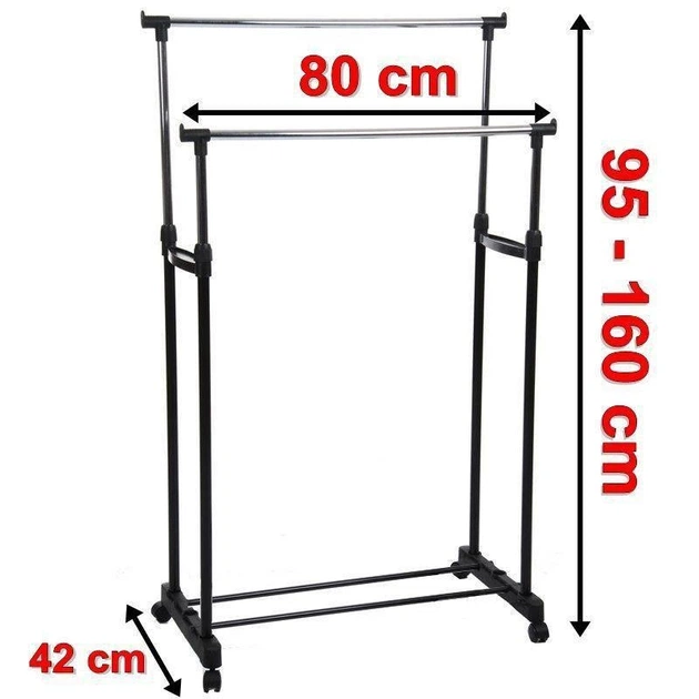Напольная двойная телескопическая вешалка-стойка для одежды Double Bar Rack Hight Ajustable Черный (SH772352) - изображение 10