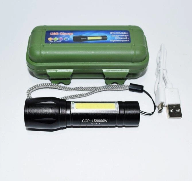 Компактный мощный аккумуляторный LED фонарик USB COP BL-511 Черный 158000 W (SH775462) - изображение 4