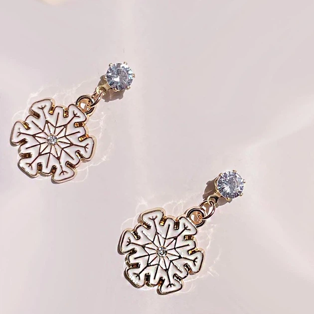 Серьги новогодние Анна Ясеницька "Снежинки" белые, 2,5 см - изображение 3