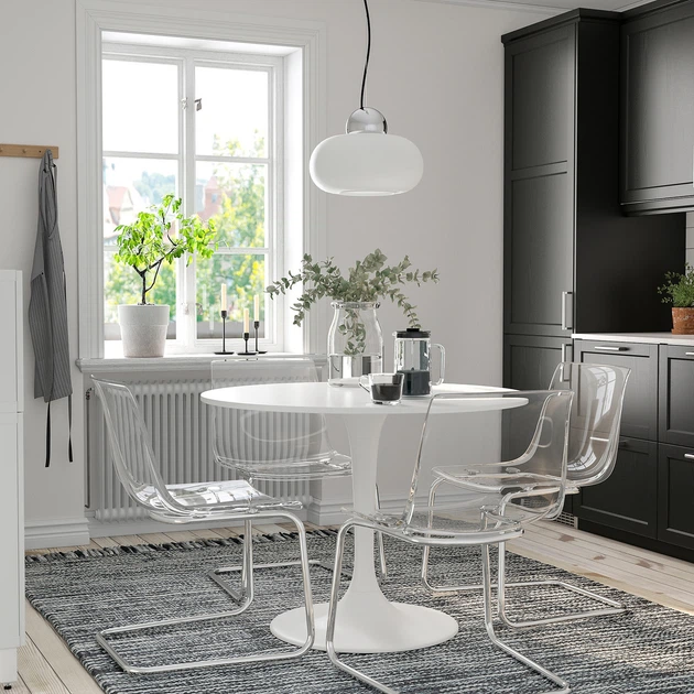 Стіл+4 стільці IKEA DOCKSTA / TOBIAS, білий білий, хром, 103 см, 494.834.31 - зображення 2