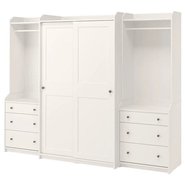 Гардероб IKEA ХАУГА, комбинация, белый, 258x55x199 см, 793.881.64 - Фото 1 Гардероб IKEA ХАУГА, комбинация, белый, 258x55x199 см, 793.881.64 - изображение 1