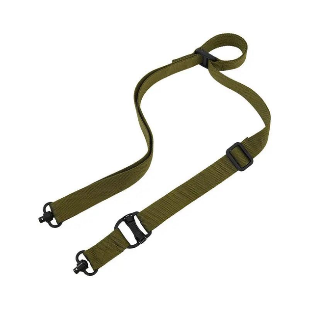 Тактичний двоточковий ремінь для зброї на антабках (олива) - зображення 1