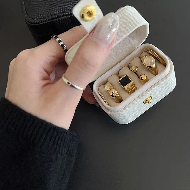 Шкатулка Casegrace SP-01244 White для колец и ювелирных изделий портативная компактная - изображение 5