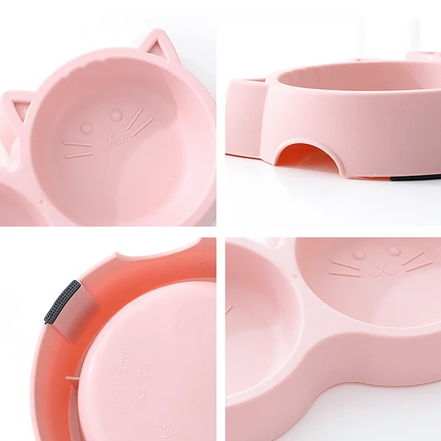 Миска для кішок Taotaopets Cat 123307 Pink подвійна пластикова - зображення 2