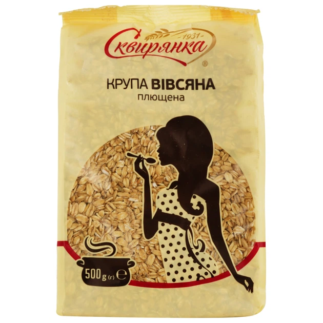 Крупа Сквирянка вівсяна плющена 500 г - Фото 1 Крупа Сквирянка вівсяна плющена 500 г - изображение 1