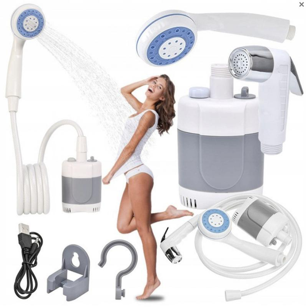 Душ портативный, кемпинговый с помпой на аккумуляторе USB Travel shower ...
