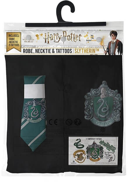 Карнавальний костюм Rubies Harry Potter Slytherin Robe Necktie and Tattoos Kids Слизерин Xs 110 cм (4895205602748) - зображення 1