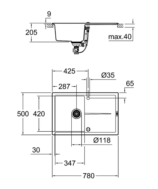 Композитна мийка для кухні Grohe K400 (31639AP0) - изображение 2