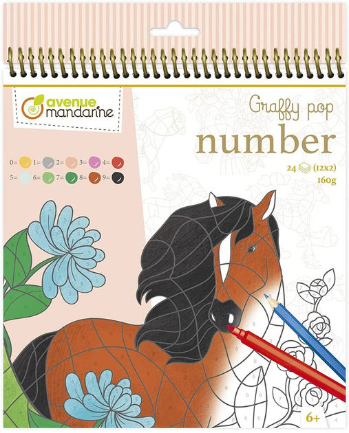 Kolorowanka Avenue Mandarine Graffy Pop Number Horses (3609510521097) - obraz 1