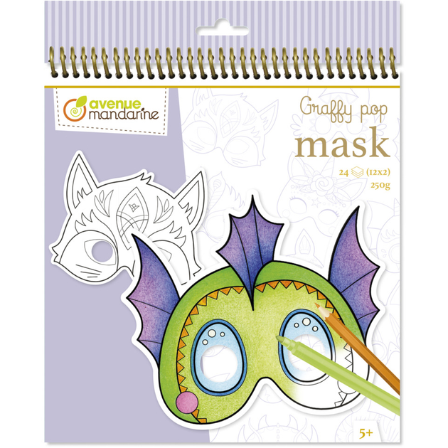 Maski do kolorowania Avenue Mandarine Graffy Pop Mask Fantastic Animal 24 szt (3609510521387) - obraz 1