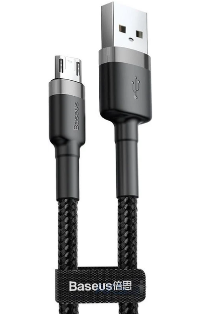 Кабель BASEUS CAMKLF-BG1 Cafule USB-micro USB 2.4A 100см черный - Фото 3 Кабель BASEUS CAMKLF-BG1 Cafule USB-micro USB 2.4A 100см черный - изображение 3