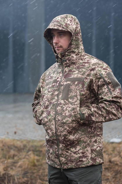 Мужская Демисезонная Куртка Soft Shell Хищник на Флисе ветрозащитная XL - изображение 2