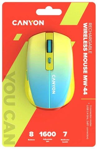 Миша Canyon MW-44 LED Wireless/Bluetooth Yellow-Blue (CNS-CMSW44UA) - зображення 5